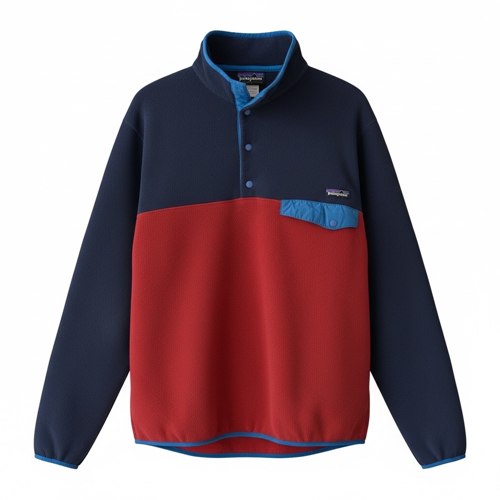 Patagonia Synchilla‎ Navy and Red Snap-T Pullover